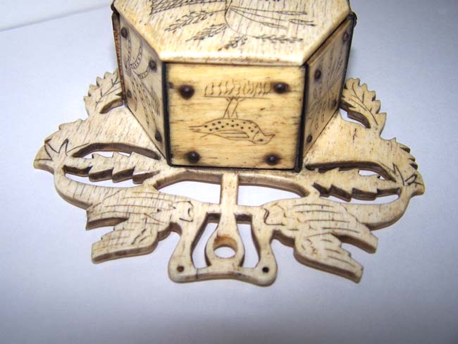 An Absolutely Charming American 19th century Sailor-Made Whalebone Pocket Watch case signed "John Almys 1882." — image 5